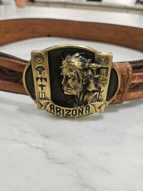 Arizona Brass Native Motif Leather Belt